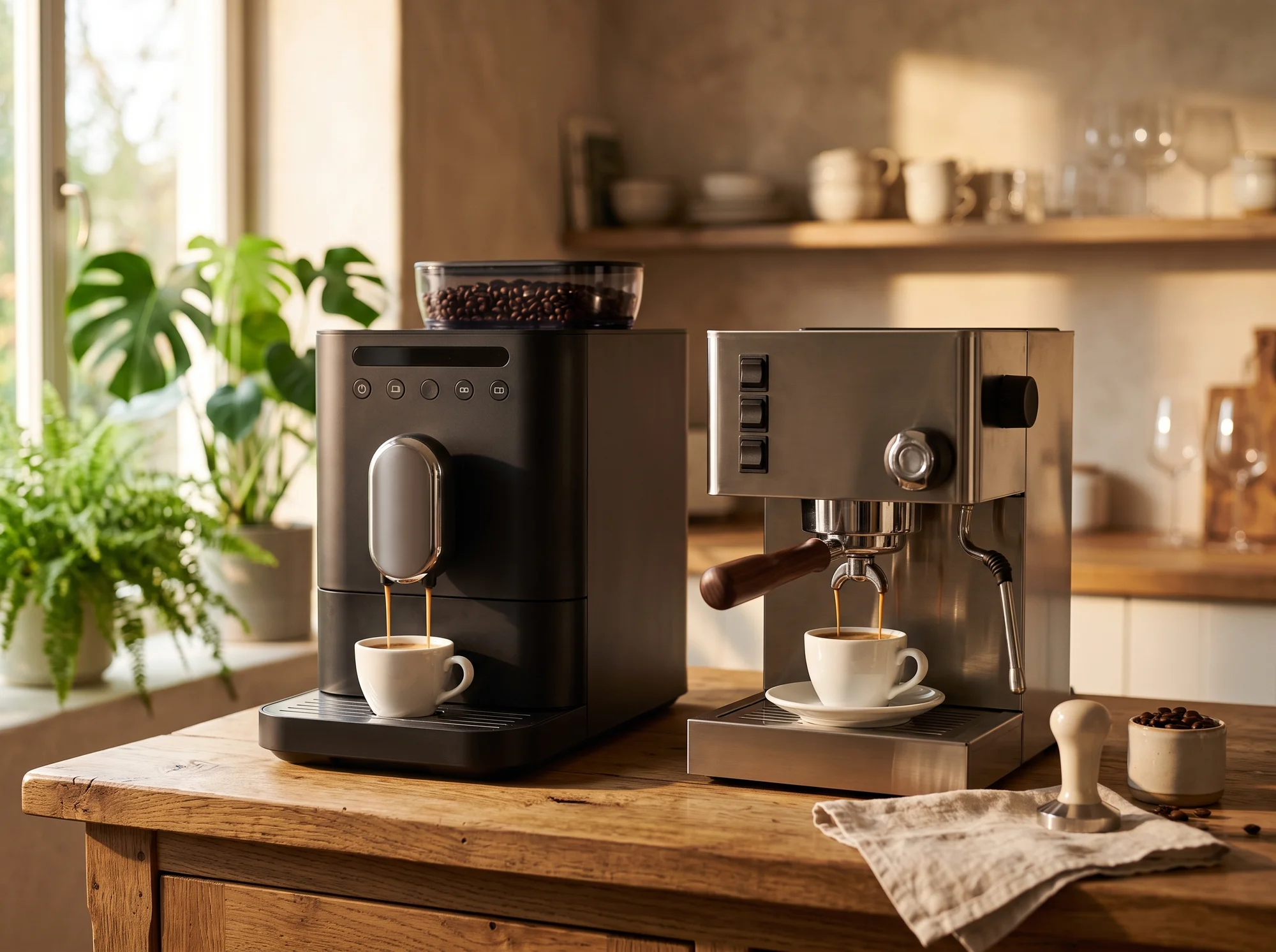 Bean-to-cup or portafilter machine